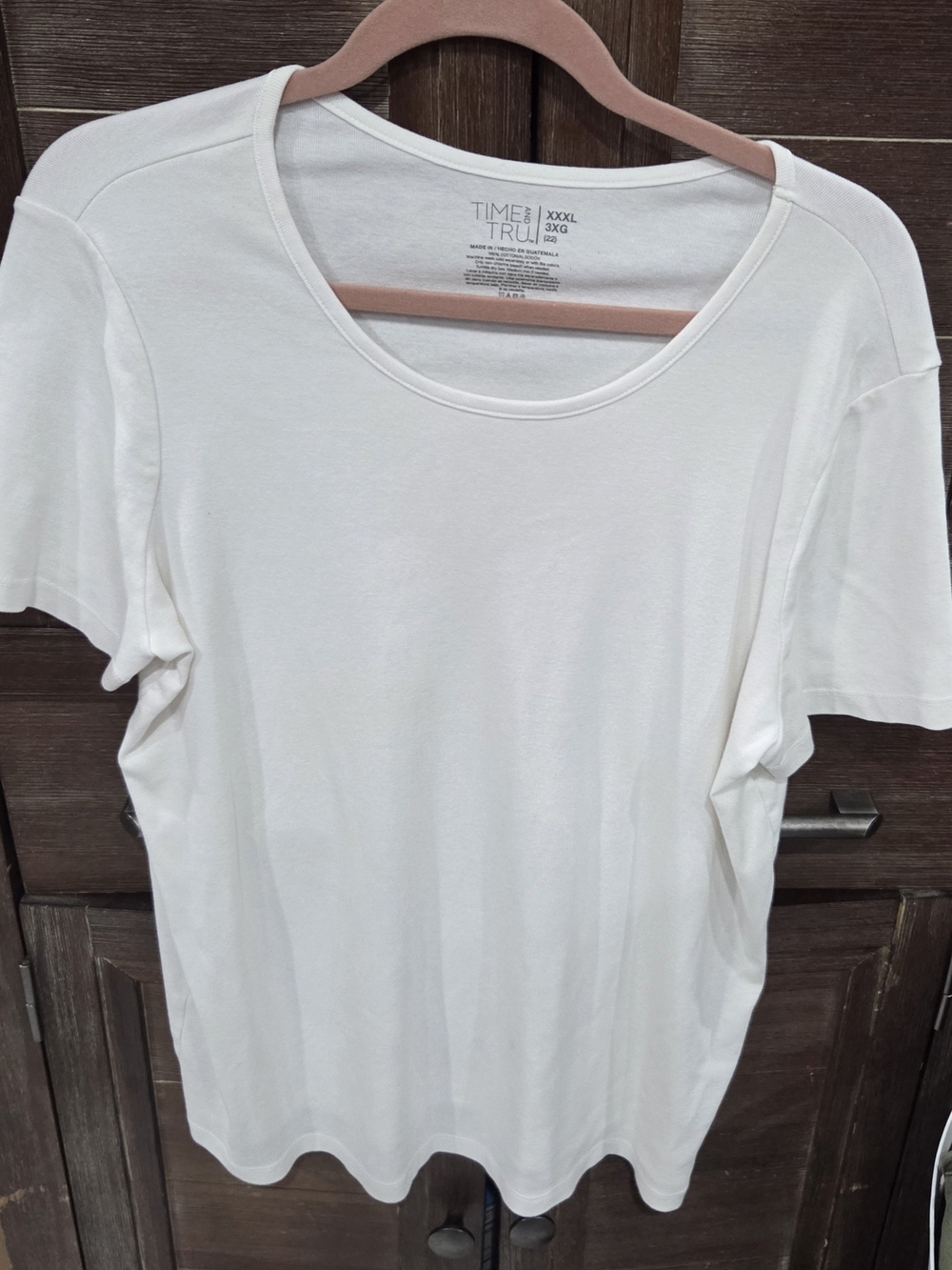 Time and Tru White Scoop Neck Short Sleeve Tee 3x